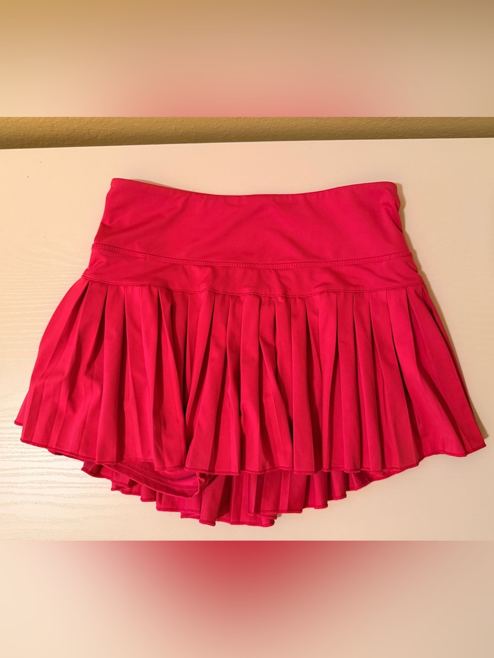Pink Pleated Mini Skirt with Built-In Shorts